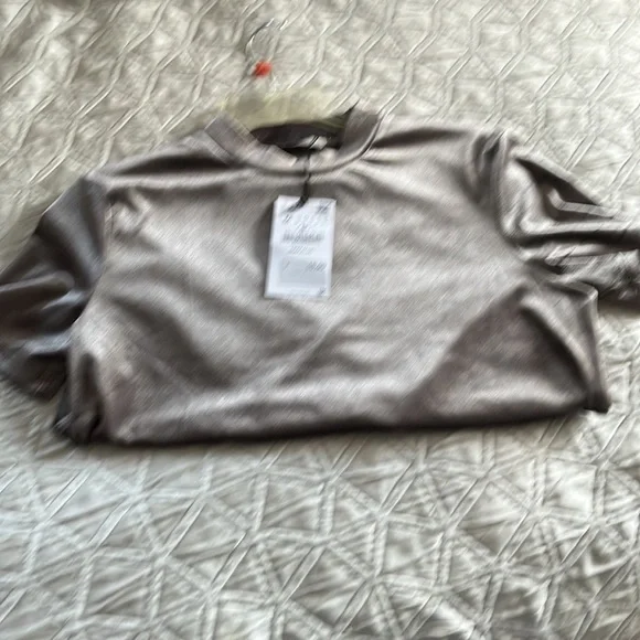 NWT Silver Gray Zara Velour Top Medium - Picture 3 of 4